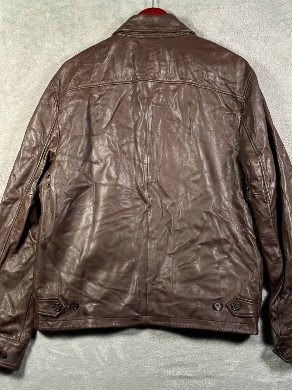 Polo Ralph Lauren Leather Jacket Mens M Brown Full Zip Plaid Lined Core Replen - Picture 10 of 13
